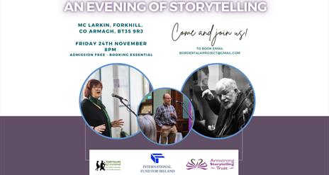 Text promoting, an evening of storytelling as part of Ring of Gullion Autumn Fest.