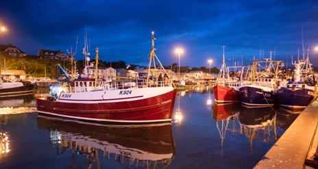 Boats in Kilkeel Harbour at Night