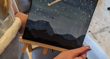 Mini canvas on an easel