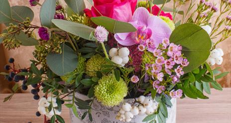 flowers in a hat box