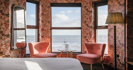 Sea view bedroom from Avoca Hotel, Newcastle, County Down. Room overlooks Newcastle beach and promenade.