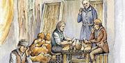 Sketch of prisoners in Gaol Cell