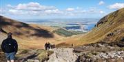 Hikers on path in Mourne Mountains