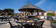 External seating at the Burrendale Hotel, Country Club and Spa, Newcastle, County Down, Northern Ireland.