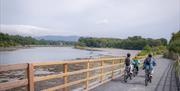 Family cycling along Carlingford Lough Greenway