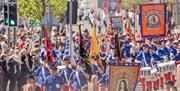 12th July Parade with Drummers and Flags
