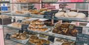 Selection of tray bakes in the cafe