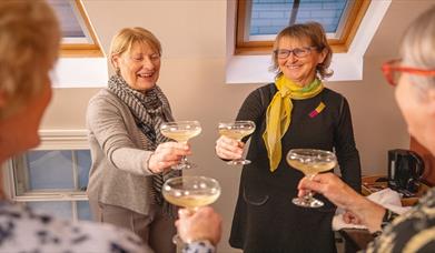 Group of ladies enjoying a cheers of drinks