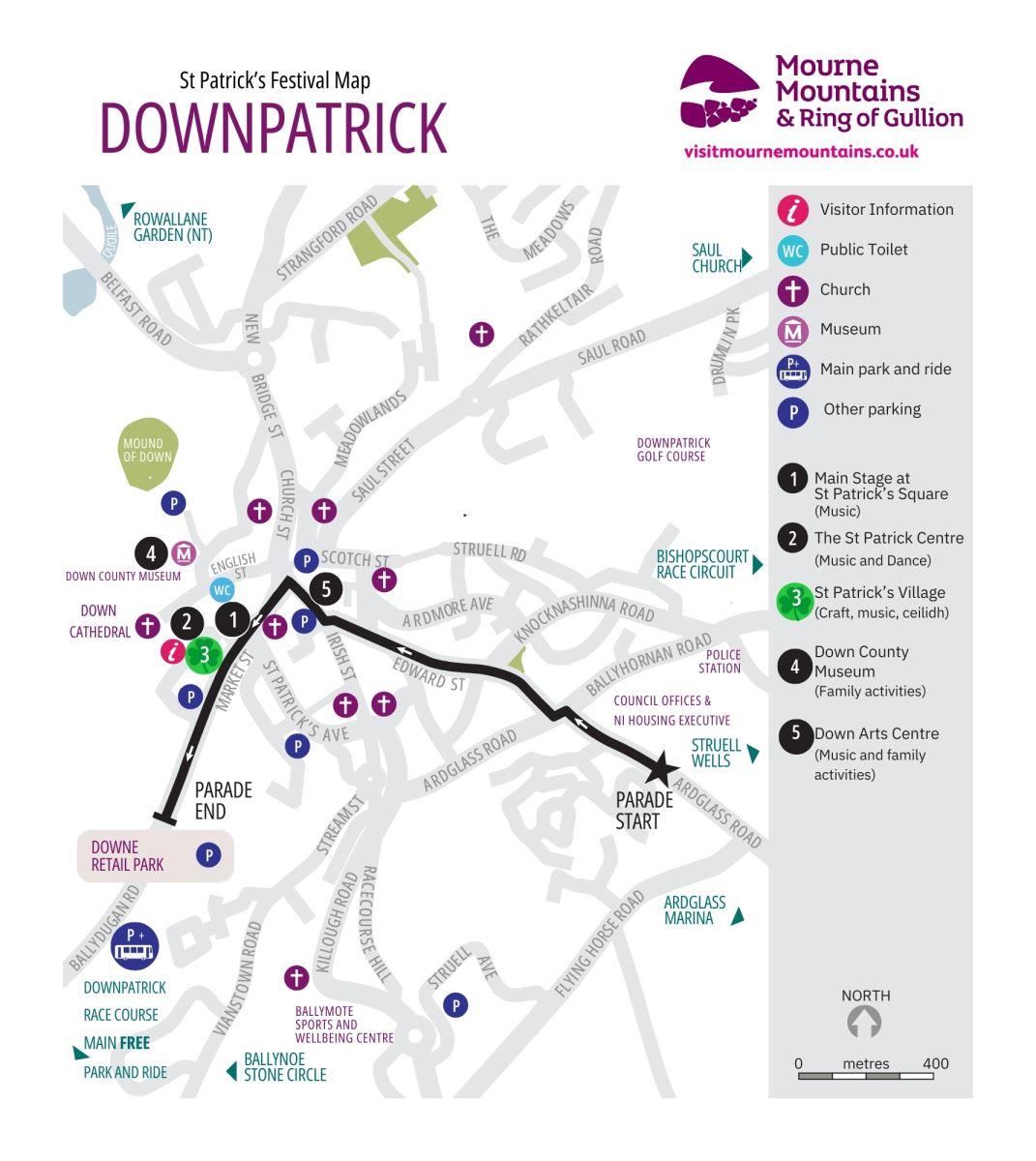 Map of St Patrick's Festival in Downpatrick 