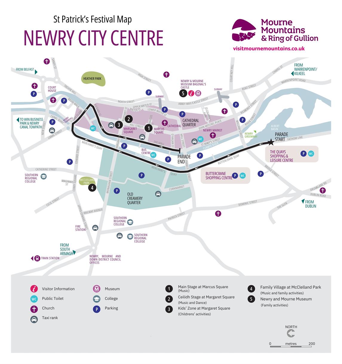 Map of St Patrick's Day Parade in Newry