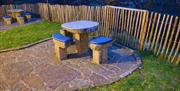 Underground Self Catering Cottages in the Mournes with natural stone tables made from stone from the site