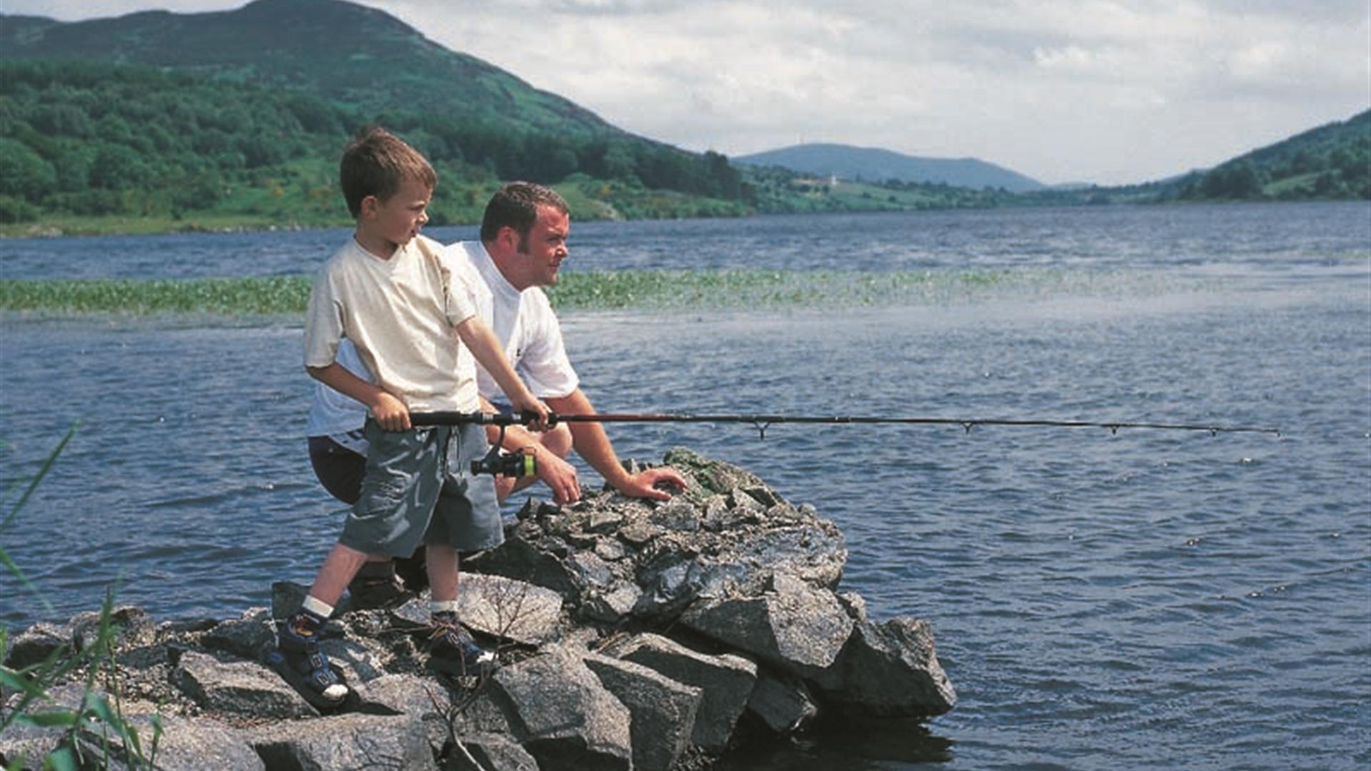 Father and Son fishing at Camlough Lake