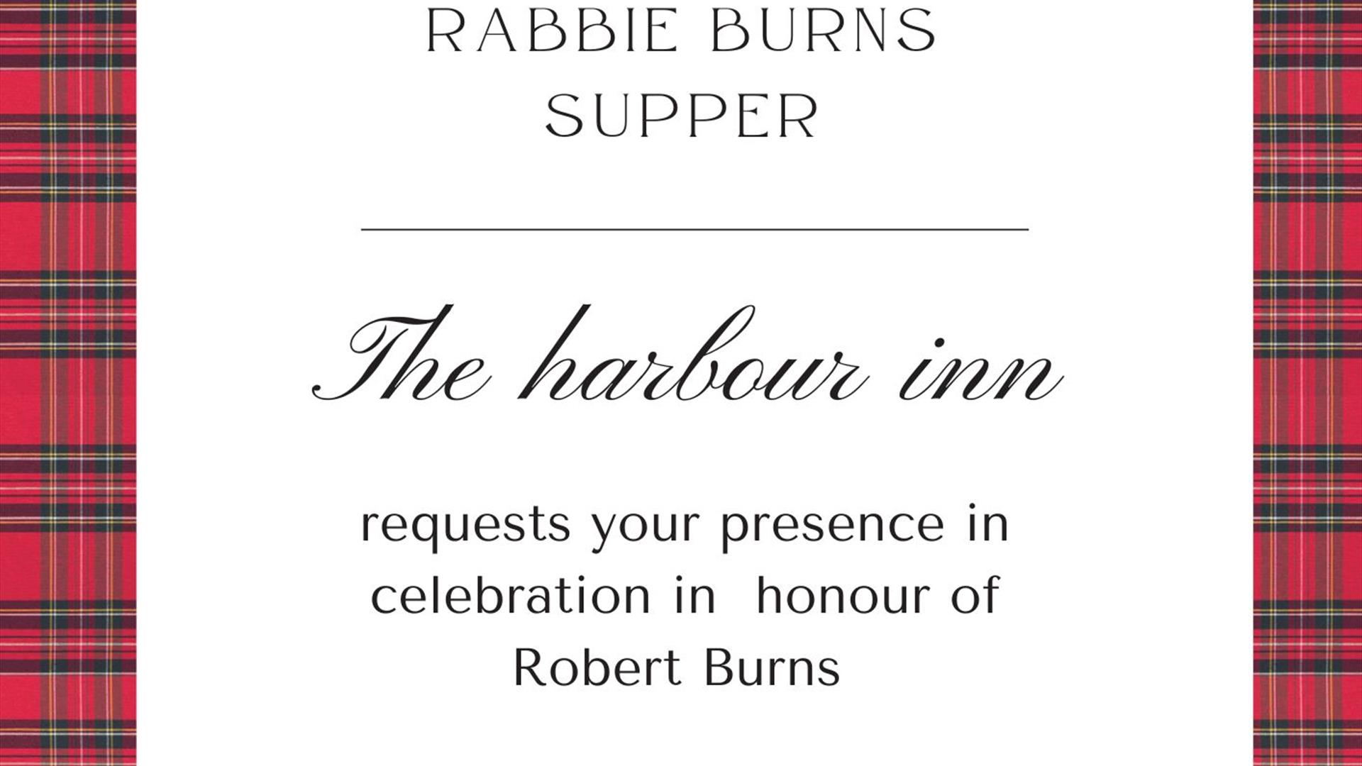 Robert Burns Supper poster for Harbour House Inn Event, Newcastle, County Down