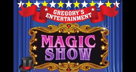 Poster promoting 'Magic Show in Newry Town Hall' by Gregory's Entertainment.
