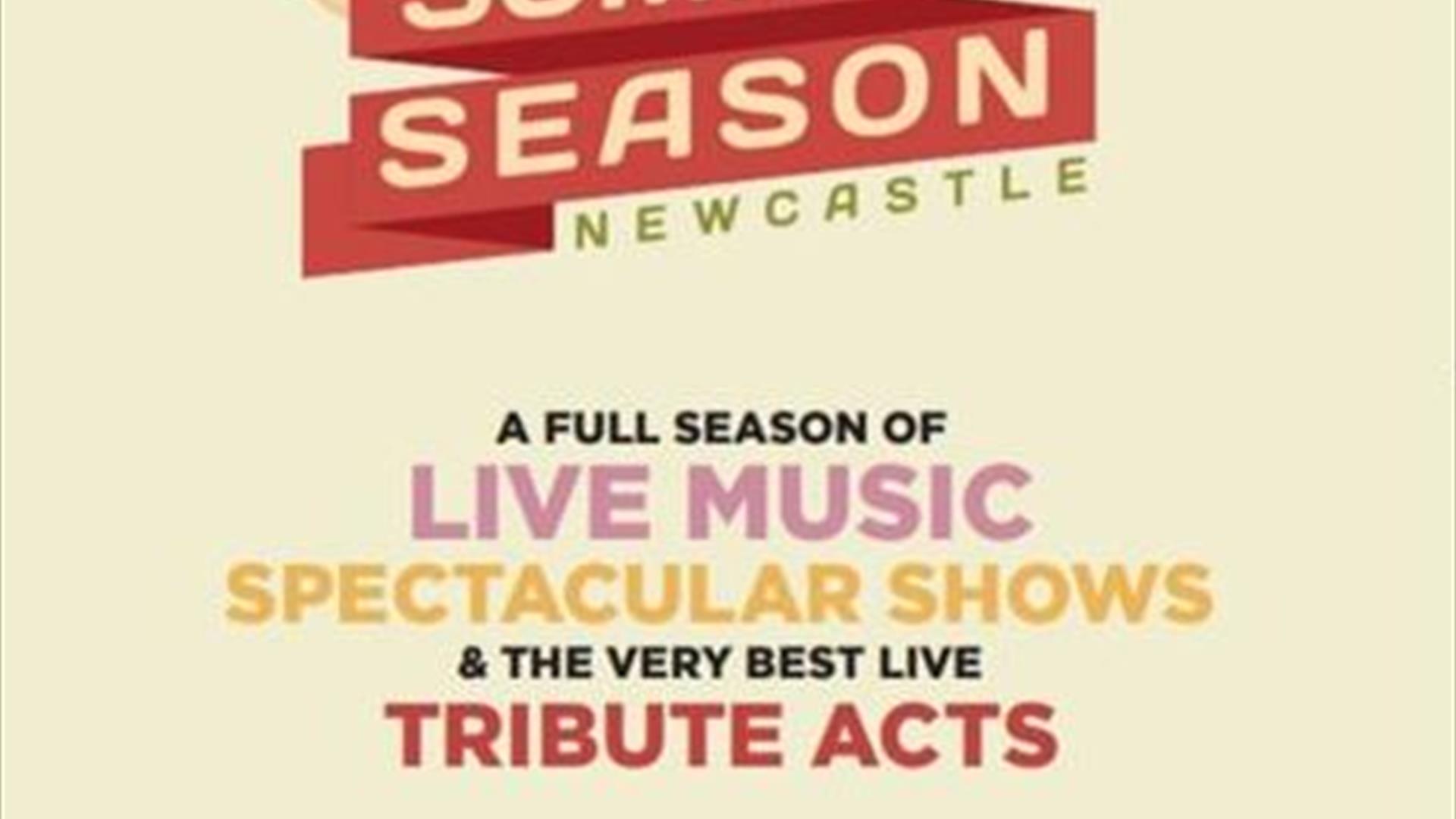 Poster for Newcastle Summer Season, Newcastle County Down. Live music and shows. www.summerseason.co.uk