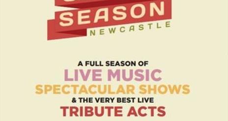 Poster for Newcastle Summer Season, Newcastle County Down. Live music and shows. www.summerseason.co.uk