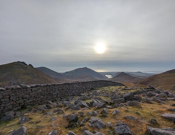 View from summit over Mourne Mountains