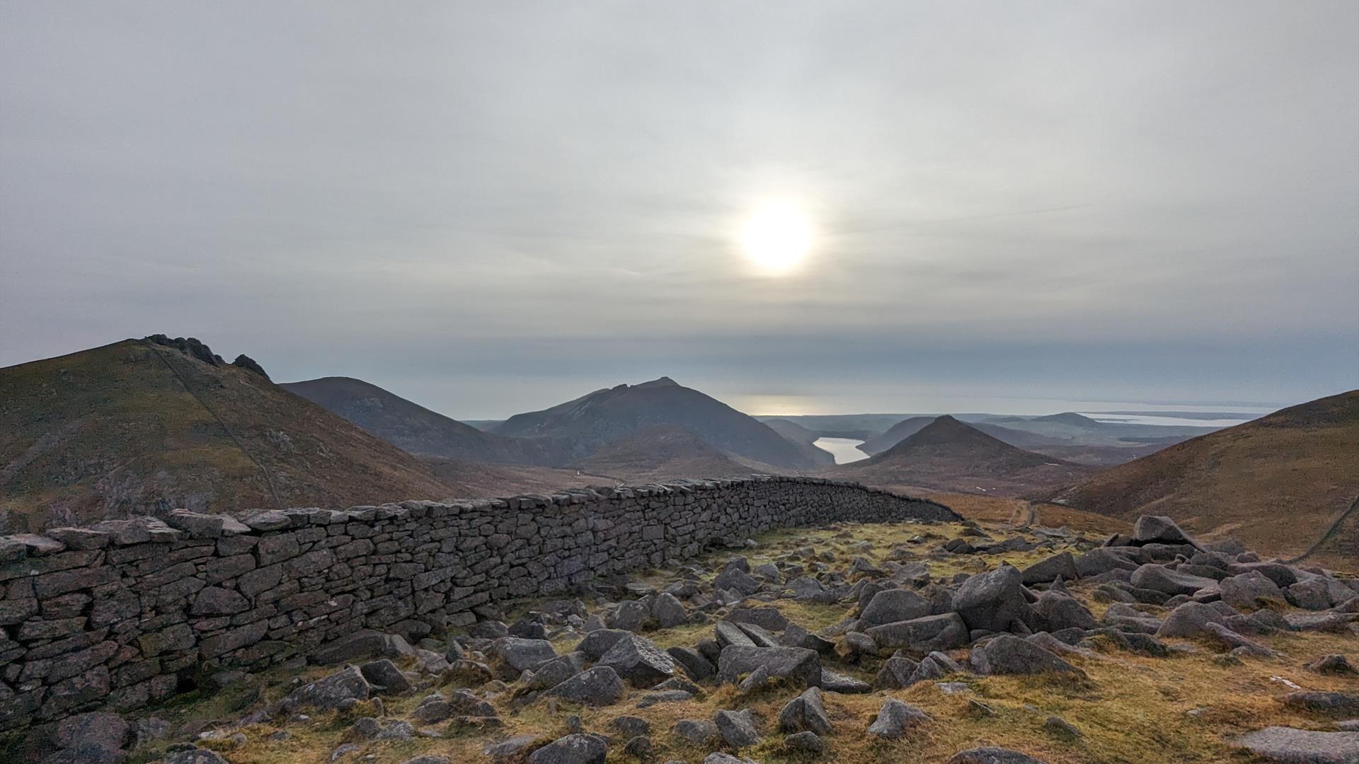 View from summit over Mourne Mountains