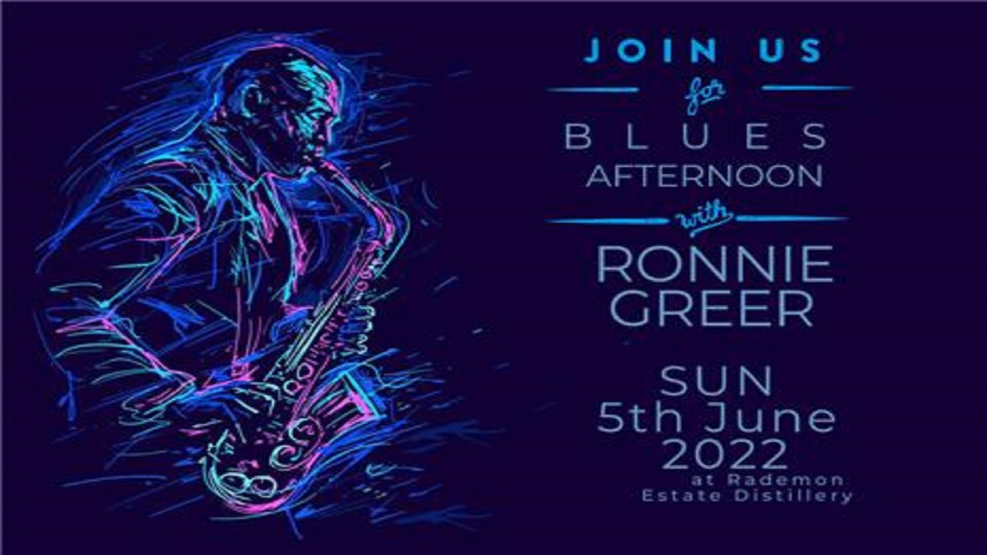 Poster with jazz player advertising Jazz event at Shortcross Gin on Sunday 5 June