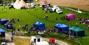 Aerial view of land based activities at Skiffiefest