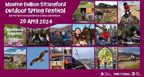 Mourne Gullion Strangford Outdoor Spring Festival poster, event happening Saturday 20 April 2024.