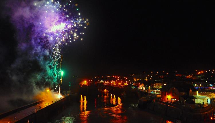 Fireworks, Padstow Christmas Festival, Padstow, Cornwall