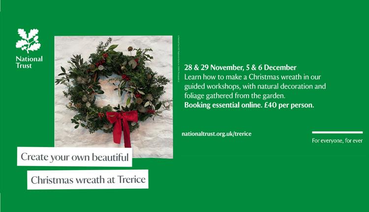 Christmas wreath making workshop at Trerice