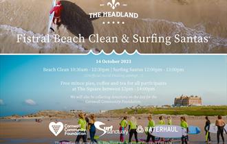 Fistral Beach Clean and Surfing Santas with the Headland Hotel