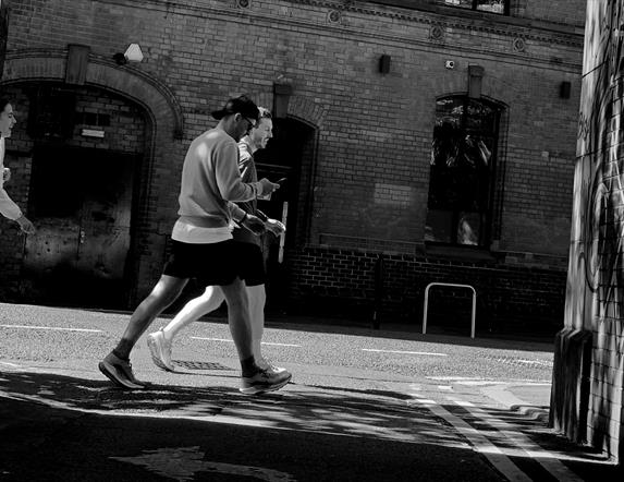 Belfast Marathon runners returning home having completed the race.