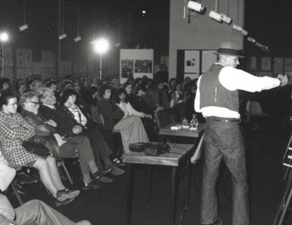 Archive image of Joseph Beuys visit to Ulster Museum in 1974