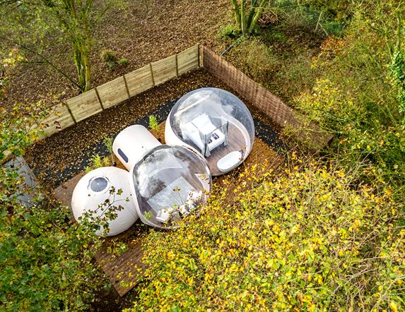 aerial view of Bubble dome at Cromore Retreat