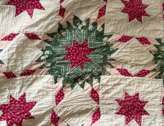 Close up of the star pattern on an Ulster American Folk Park Quilt