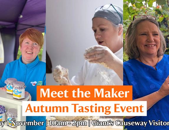 Ann-Marie Collins from Annie's Delights,  Sian McCann from Wild Fuschia Bakehouse and Susie Hamilton-Stubber from Burren Balsamics. Orange and white t