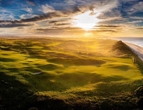 Royal Portrush Golf Club at sunset