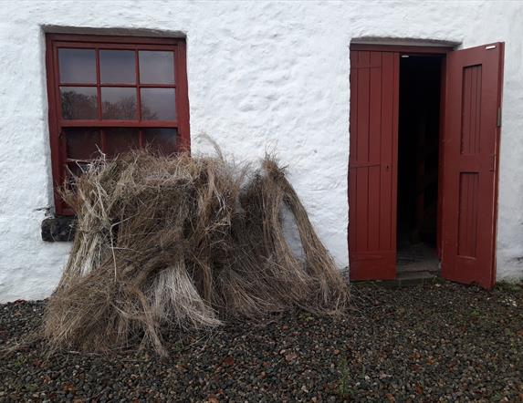 A pile of Flax, sitting beside the door of the Mill