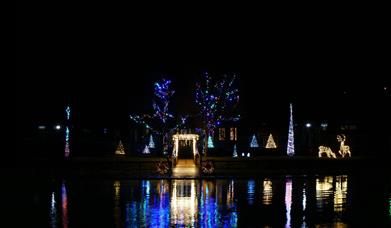 Christmas light display on Santa's Island, Castle Island in Enniskillen