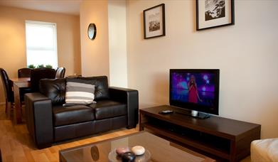 Open plan living room dining area