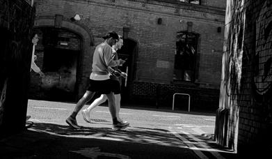 Belfast Marathon runners returning home having completed the race.