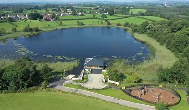 An aerial view of Roundlake Caravan park and children's play area