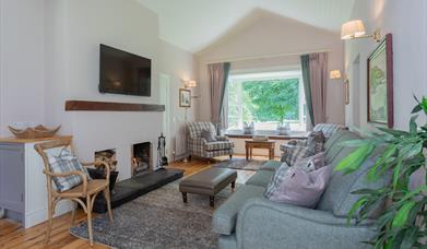 interior of living area at Brown Trout's Cottage suites