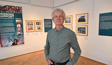 Professor Bill Rolston in the , Drawing Support: Murals, Memory and Identity exhibition