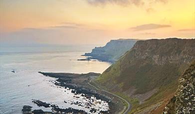 The Causeway cliffs with the morning sunrise in the foreground