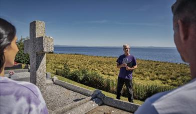 Overlooking beautiful views over Lough Neagh, Jim encourages the group to take time out to reflect