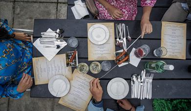 A birds-eye view of the table setting at an al fresco Slemish Supper Club dining experience