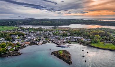 Aerial view of Strangford Lough and village