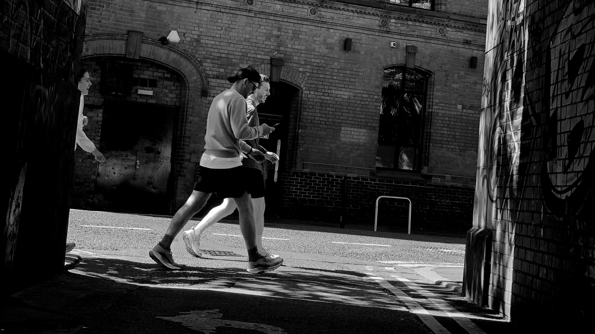 Belfast Marathon runners returning home having completed the race.