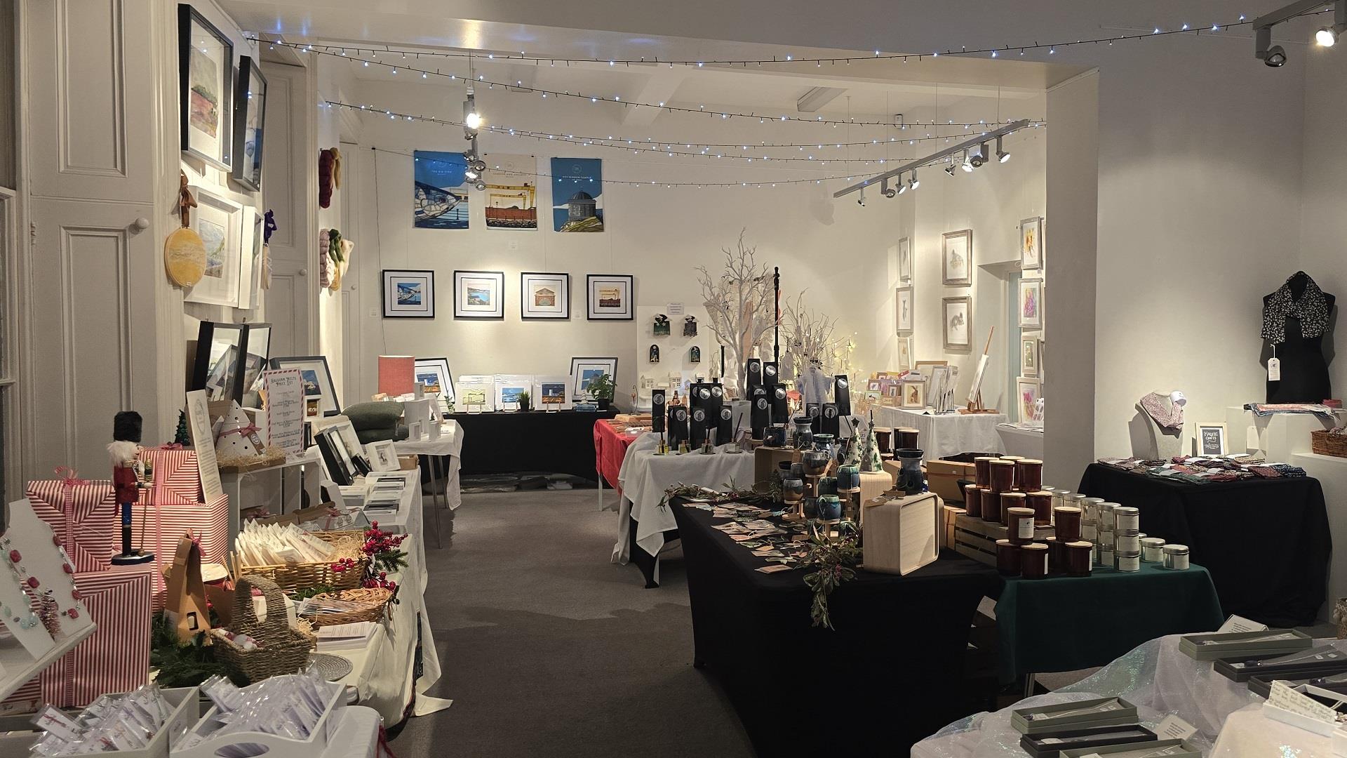 indoor market stalls at Flowefield Christmas Craft Market