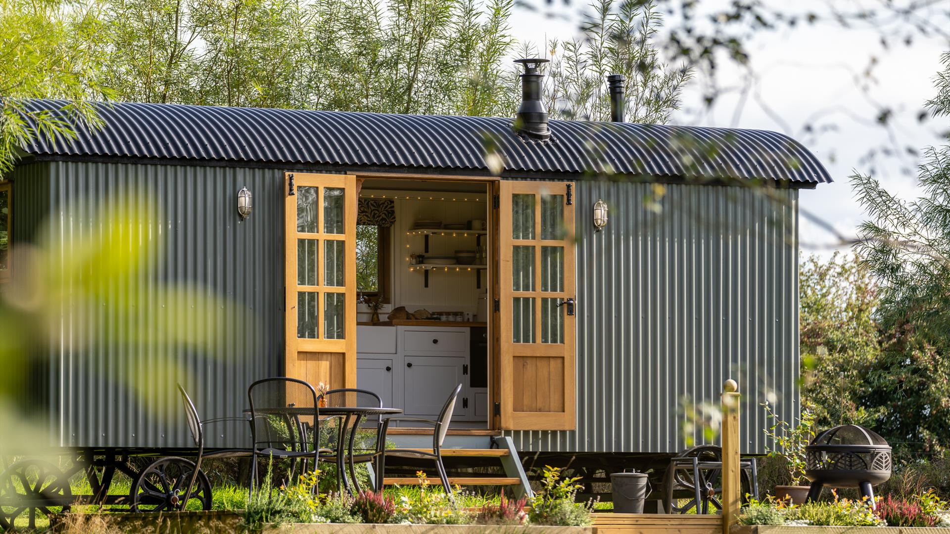 Sundew Hut with french doors open