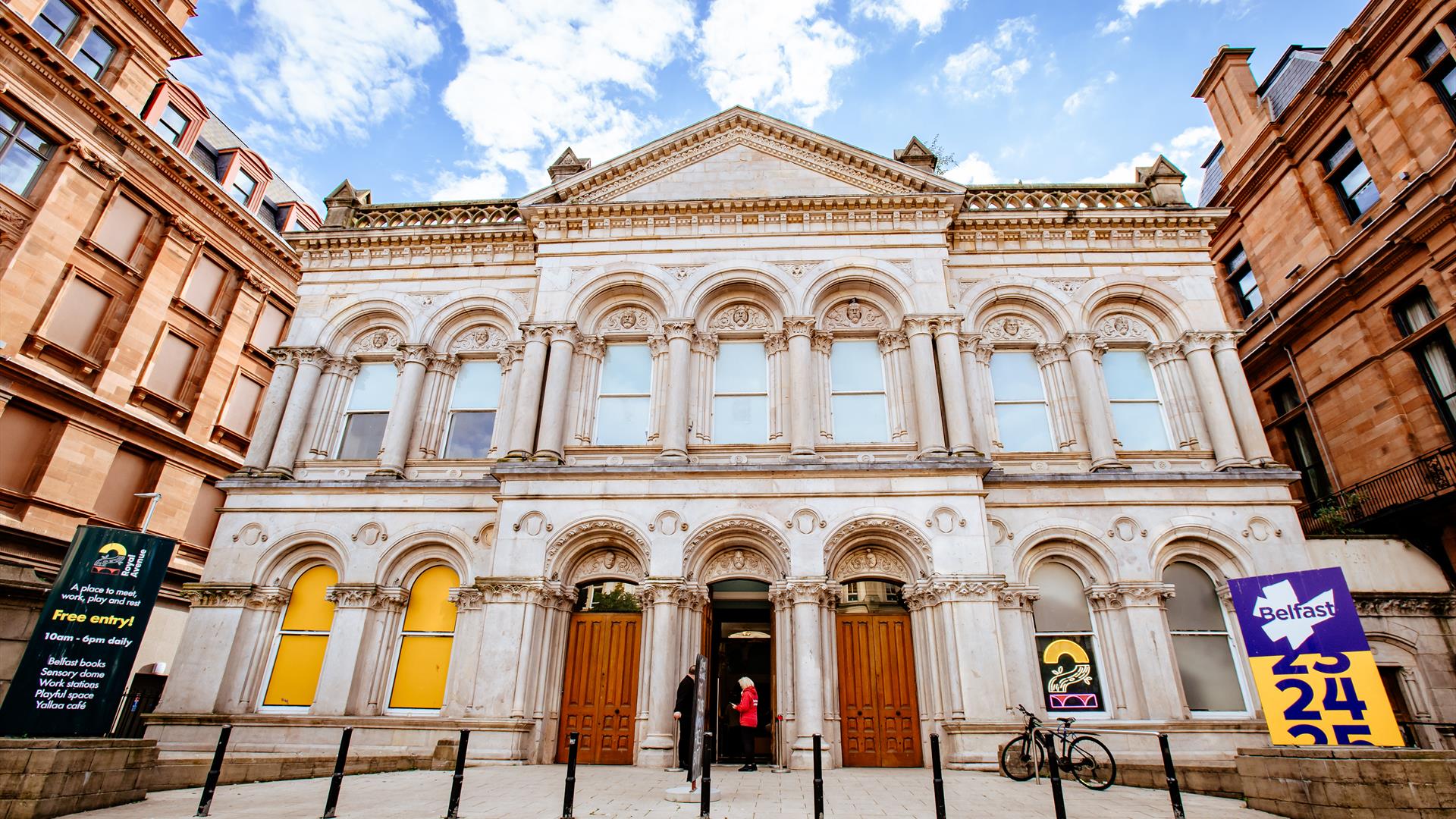 An image showing the exterior of an old bank converted into a creative space.