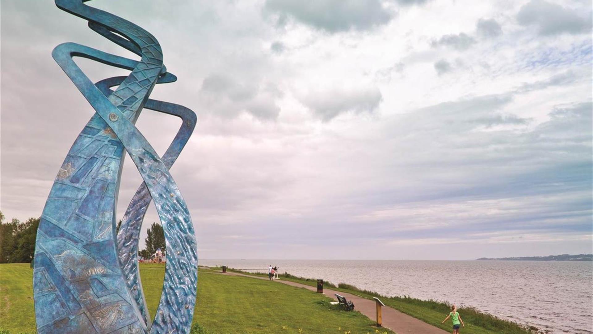 A sculpture along the path in the park.